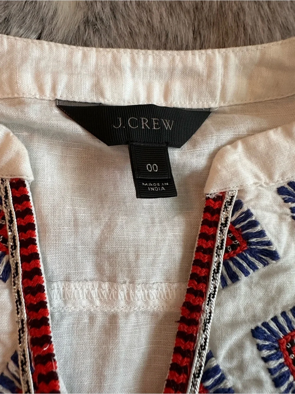 J. Crew Cap Sleeve Embroidered Linen Top Size 00‎
